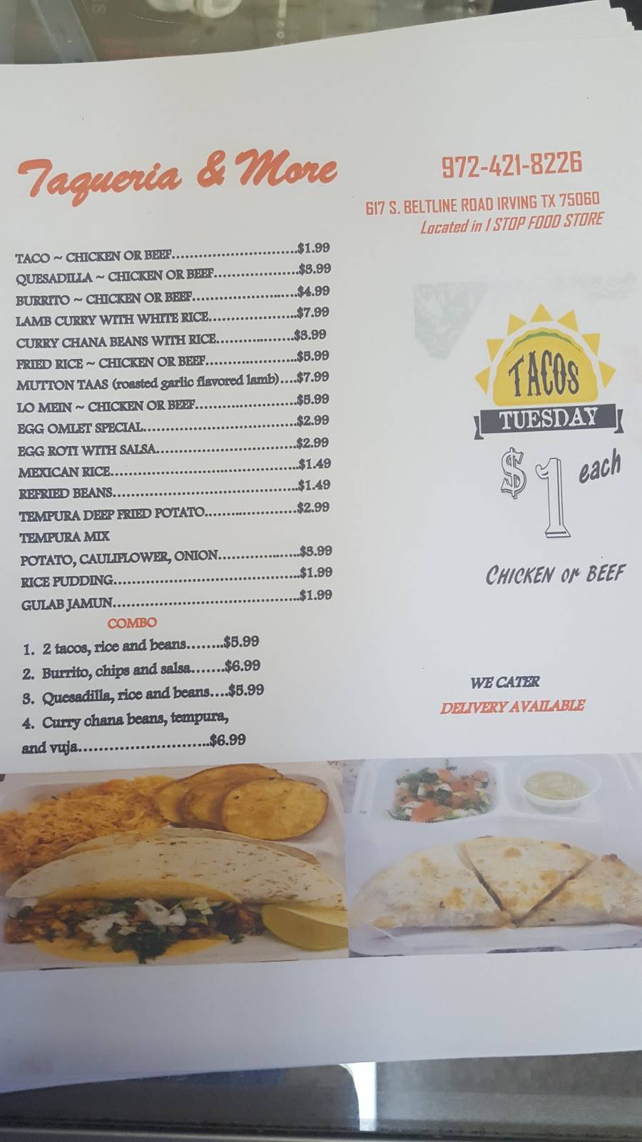 Taqueria & More | restaurant | 617 S Belt Line Rd, Irving, TX 75060, USA | 9724218226 OR +1 972-421-8226