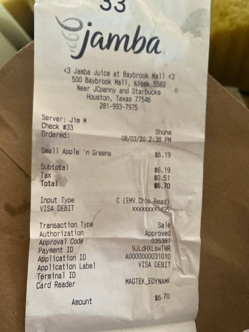 Jamba | restaurant | 500 Baybrook Mall Kiosk 5582, Friendswood, TX 77546, USA | 2819937975 OR +1 281-993-7975