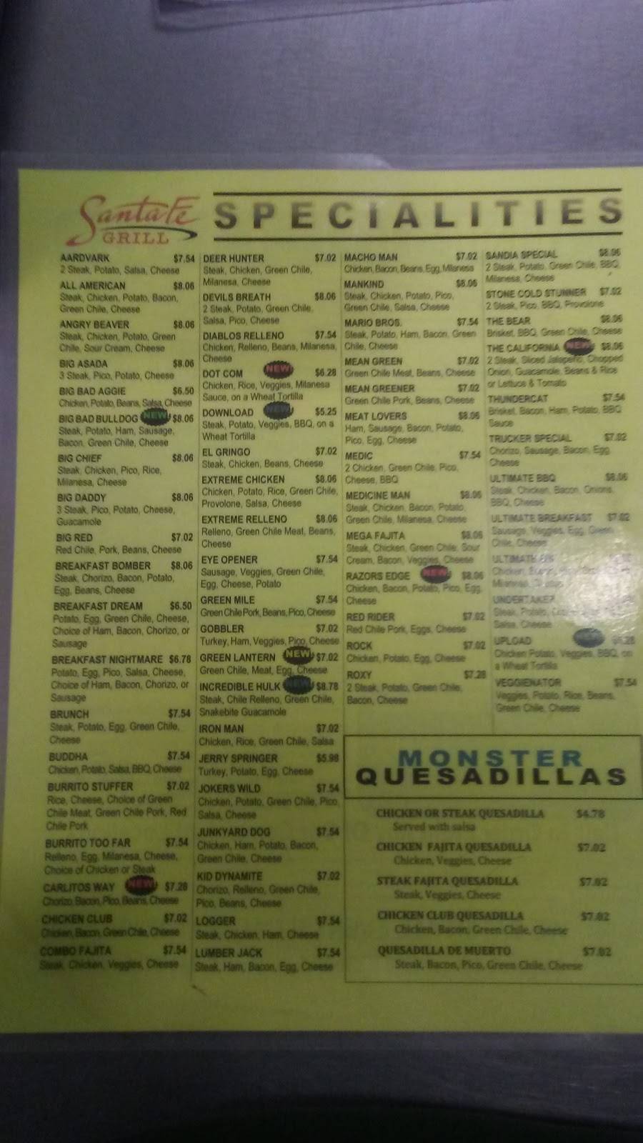 Santa Fe Grill Catering Co. | restaurant | 2580 Don Roser Dr, Las Cruces, NM 88011, USA | 5755228750 OR +1 575-522-8750