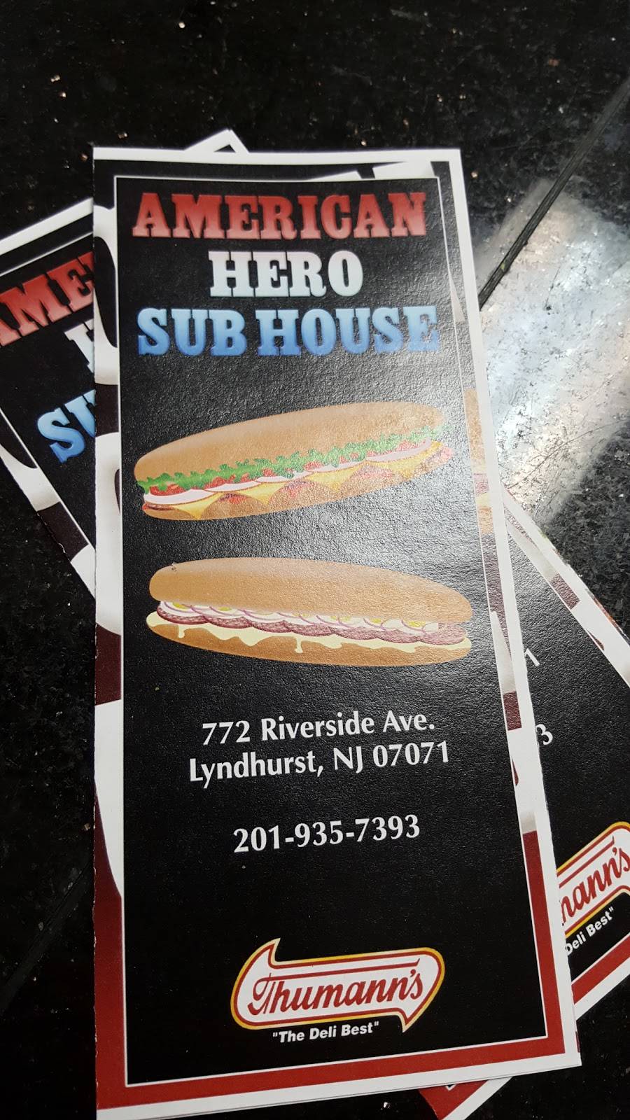 American Hero Subhouse | meal takeaway | 772 Riverside Ave, Lyndhurst, NJ 07071, USA | 2019357393 OR +1 201-935-7393