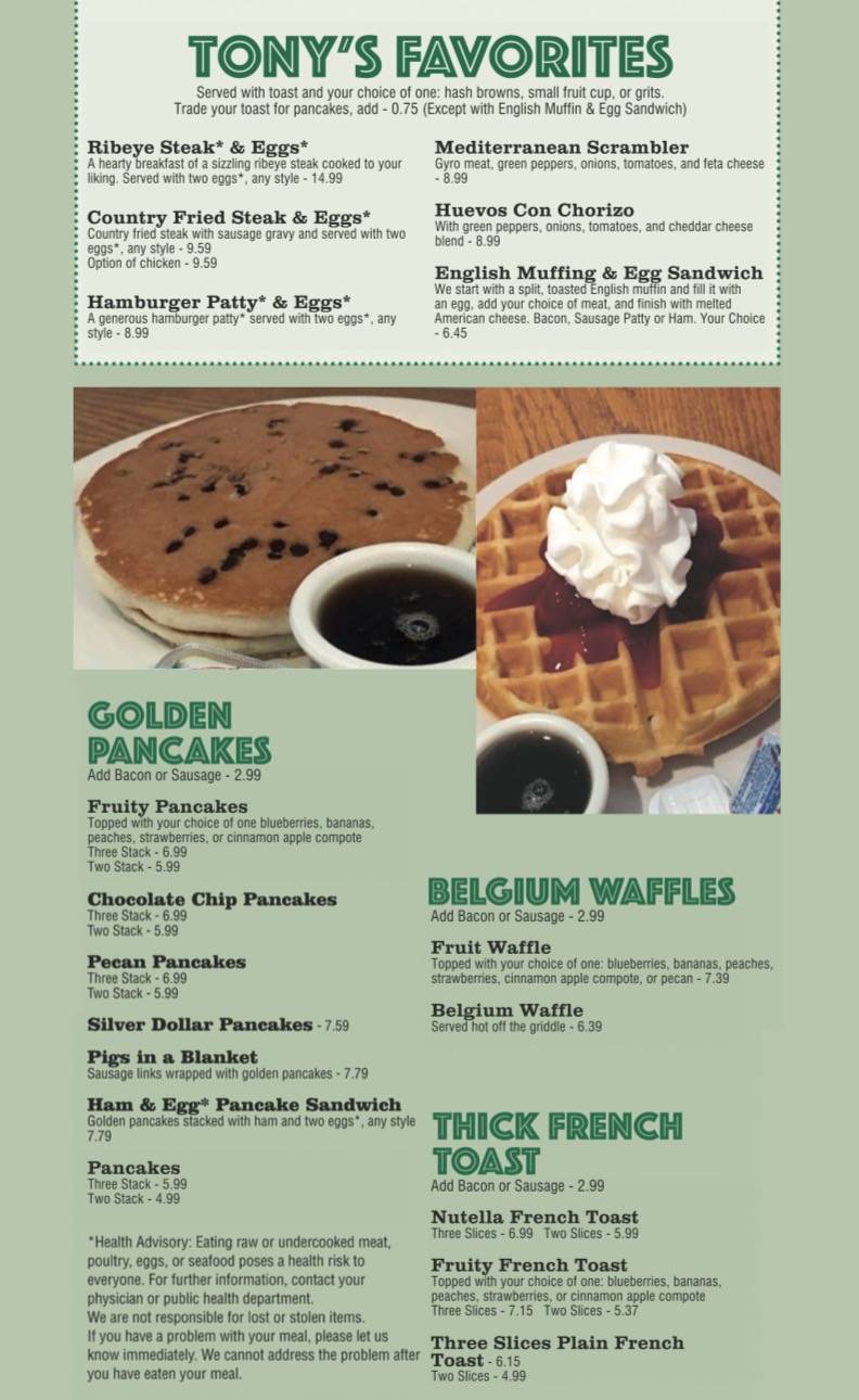 Tonys Cafe Family Restaurant | restaurant | 10600 E 96th St, Fishers, IN 46037, USA | 3177314512 OR +1 317-731-4512