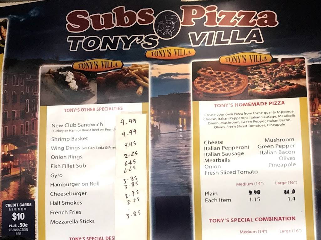 Tonys Villa | restaurant | 7682 New Hampshire Ave, Takoma Park, MD 20912, USA | 3014457842 OR +1 301-445-7842