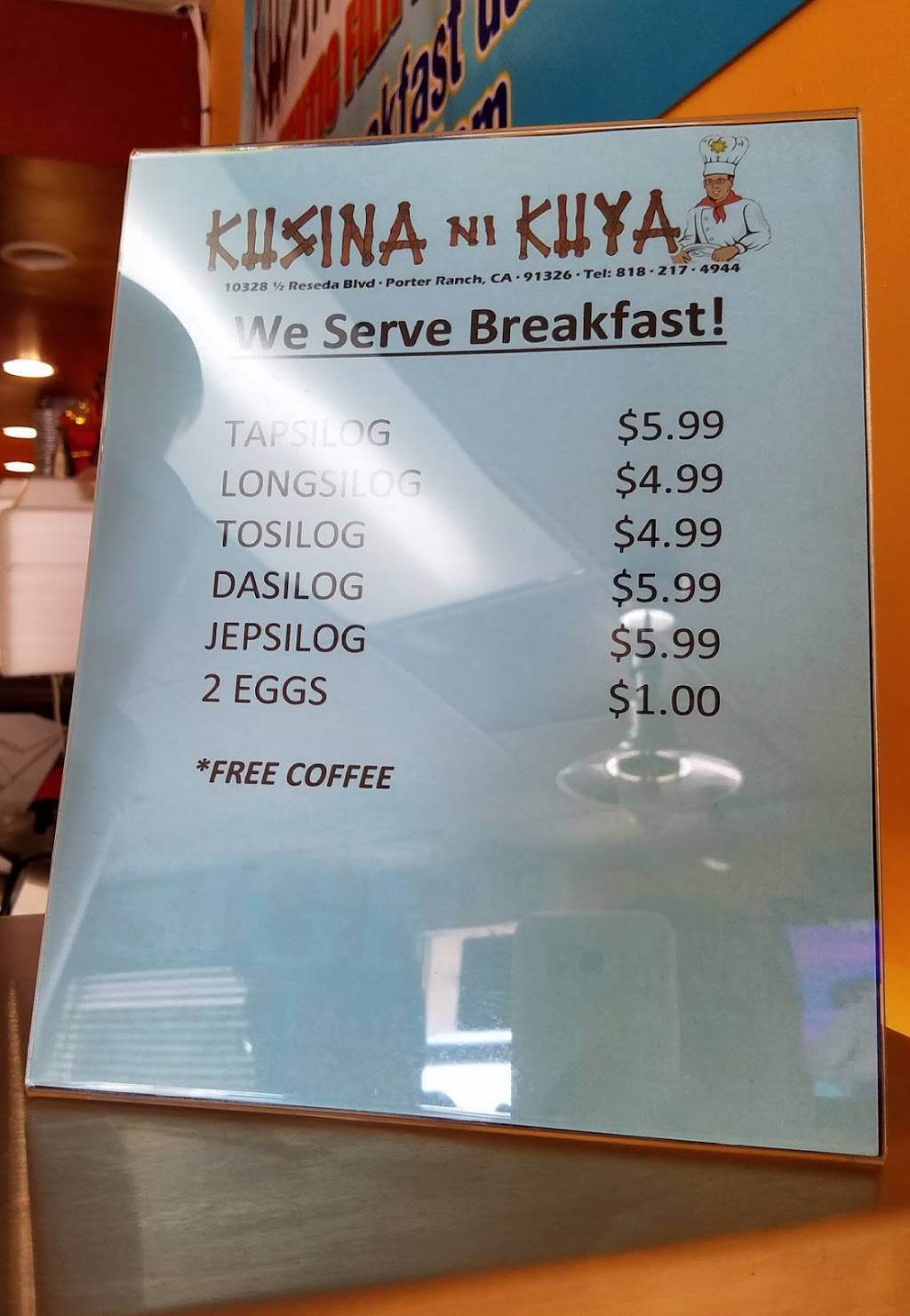 Kusina Ni Kuya | restaurant | 1/2, 10328 Reseda Boulevard, Porter Ranch, CA 91326, USA | 8182174944 OR +1 818-217-4944