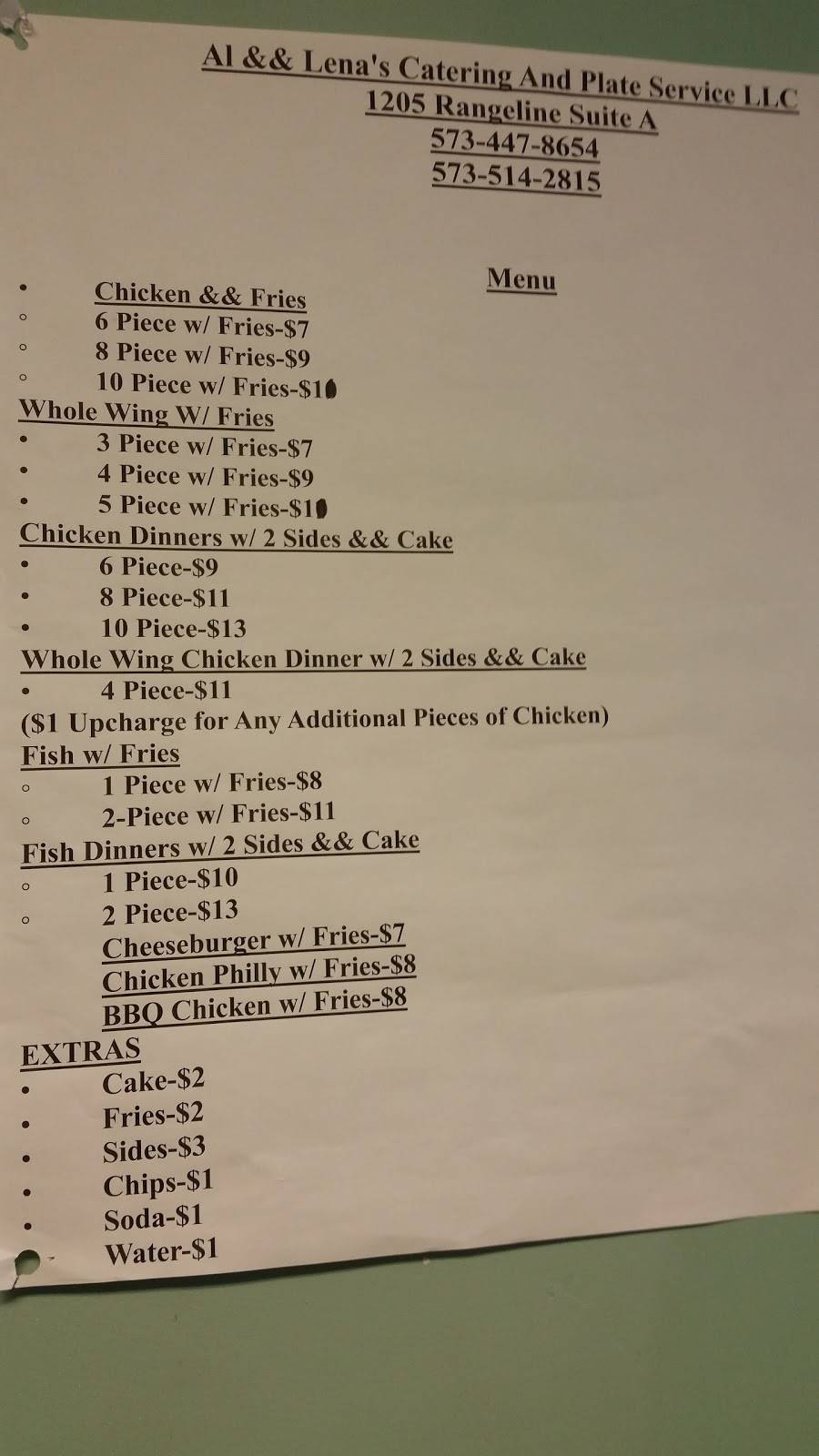 Al and Lenas catering and plate service | restaurant | 1205 Rangeline St, Columbia, MO 65201, USA | 5734478654 OR +1 573-447-8654