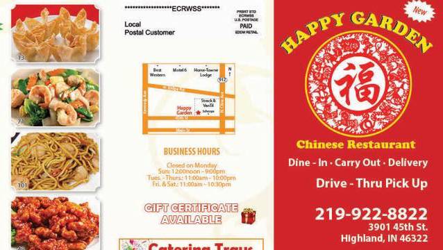 Jins Happy Garden Restaurant | restaurant | 3901 45th St, Highland, IN 46322, USA | 2199228822 OR +1 219-922-8822