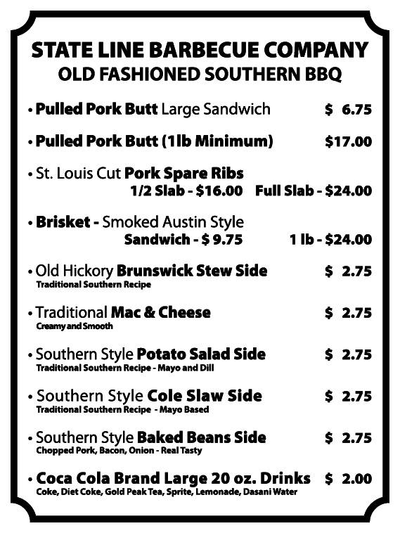 State Line Barbecue Company | restaurant | 4428, 2020 Sadler Rd, Fernandina Beach, FL 32034, USA | 9043106652 OR +1 904-310-6652