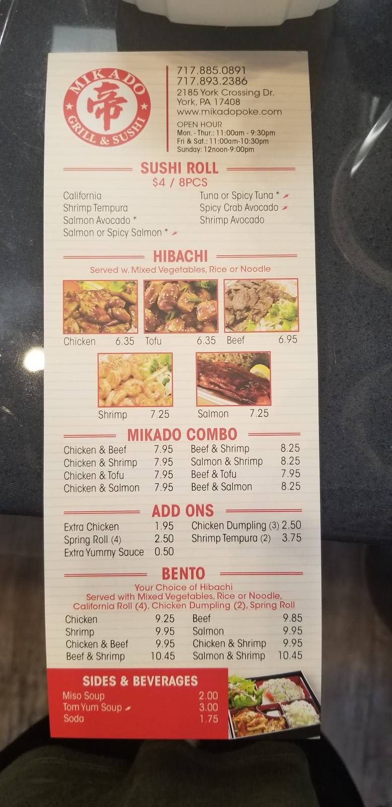 Mikado Grill & Sushi | restaurant | 2189 York Crossing Dr, York, PA 17408, USA | 7178850891 OR +1 717-885-0891