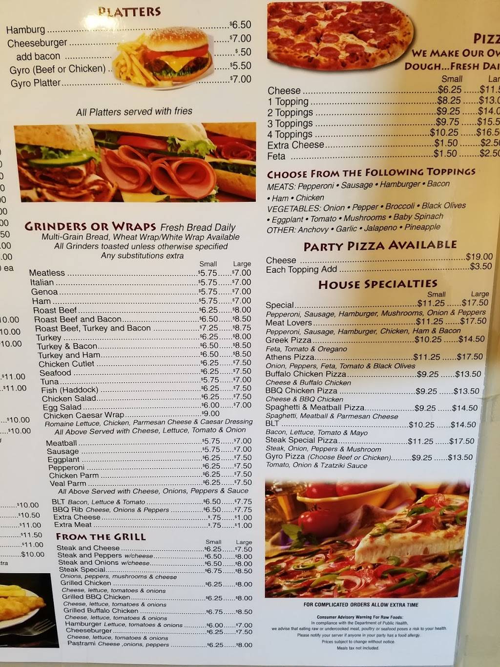 Athens Pizza | restaurant | 26 Sturbridge Rd, Brimfield, MA 01010, USA | 4132459437 OR +1 413-245-9437