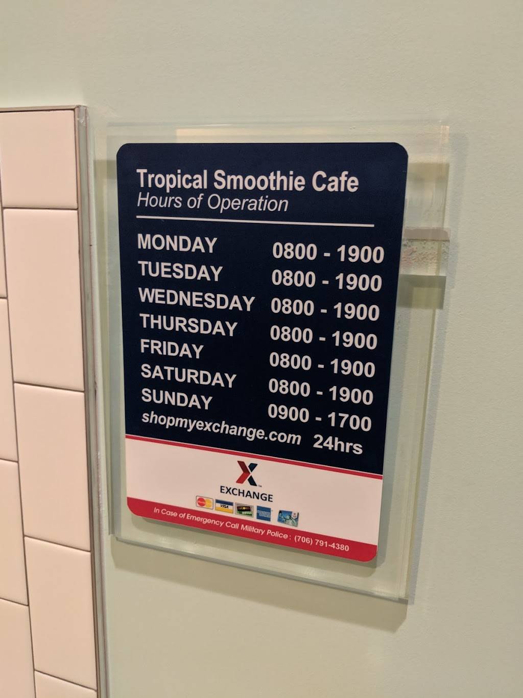 Tropical Smoothie Cafe - Fort Gordon | restaurant | 201 3rd Street, Building 38200, Fort Gordon, GA 30813, United States | 7063059801 OR +1 706-305-9801