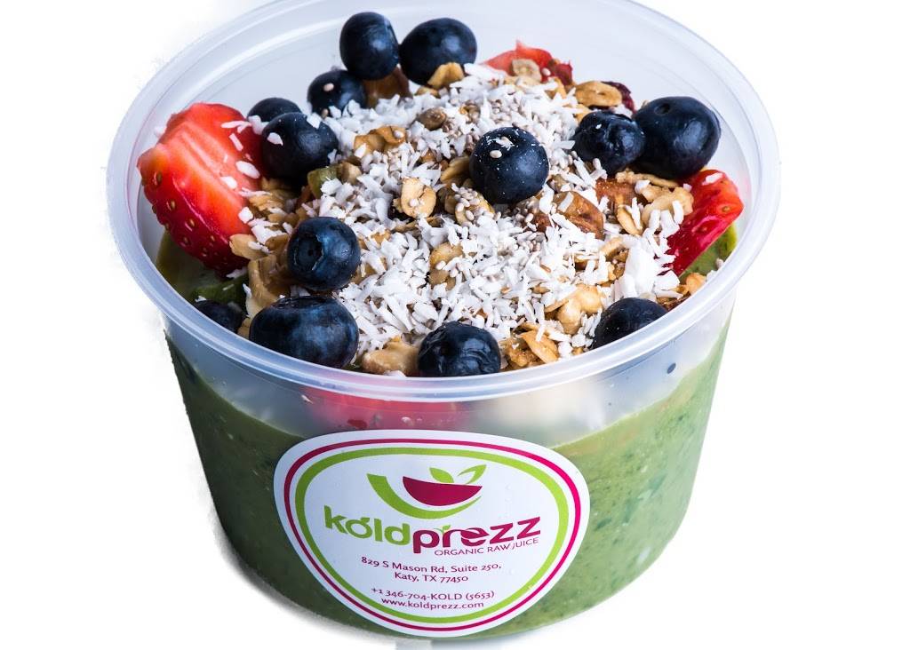 koldprezz Organic Juice and Smoothie Bar | restaurant | 829 Mason Rd Suite 250, Katy, TX 77450, USA | 3467045653 OR +1 346-704-5653