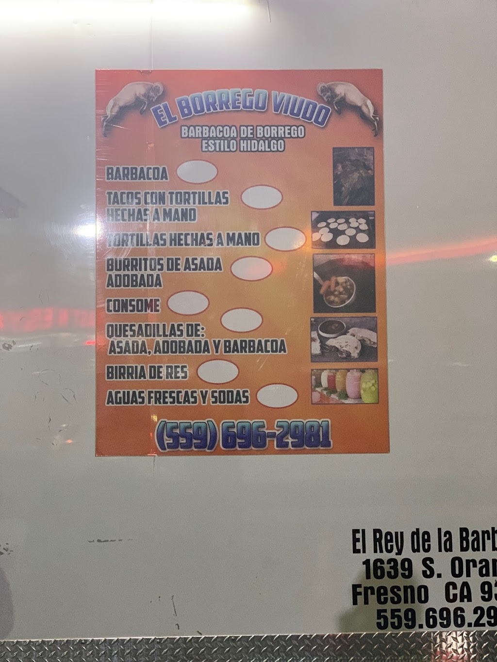 Taco truck: El Borrego Viudo | restaurant | 5191 E McKinley Ave, Fresno, CA 93727, USA | 5596962981 OR +1 559-696-2981