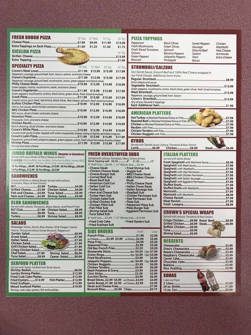 Pizza Crown | restaurant | 8111 Fort Smallwood Rd, Curtis Bay, MD 21226, USA | 4102552100 OR +1 410-255-2100