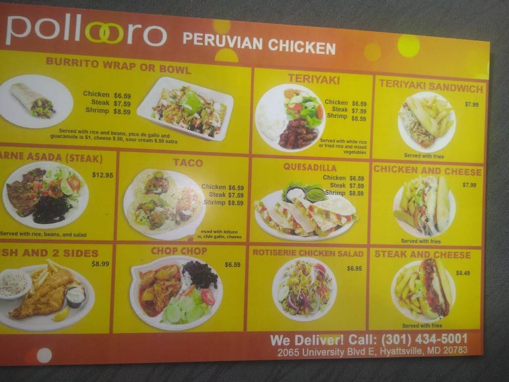 Pollo oro | restaurant | 2045 University Blvd E, Lewisdale, MD 20782, USA | 3014345001 OR +1 301-434-5001