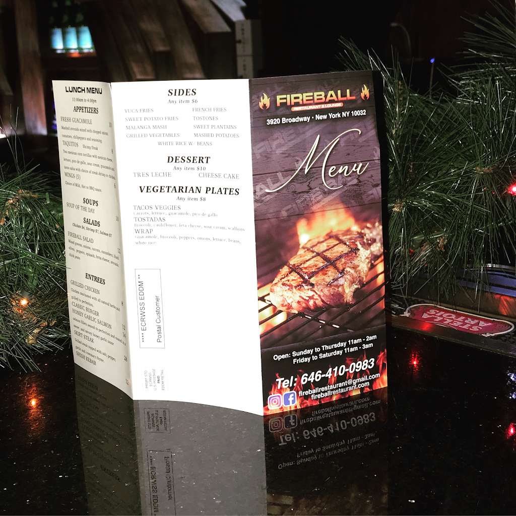 Fireball Restaurant | restaurant | 3920 Broadway, New York, NY 10032, USA | 6464100983 OR +1 646-410-0983