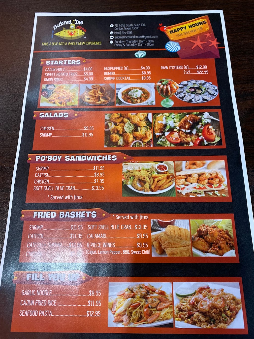 Submarine Crab Denton | restaurant | 717 I-35E South, Suite 100, Denton, TX 76205, USA | 9405141195 OR +1 940-514-1195