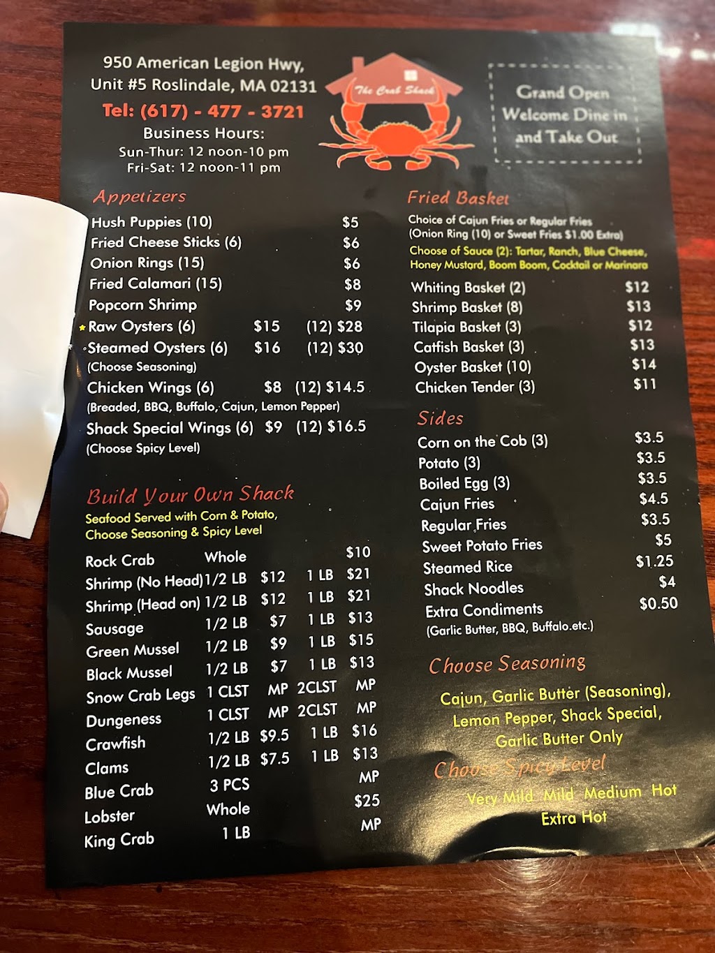 The Crab Place | restaurant | 954 American Legion Hwy, Hyde Park, MA 02136, USA | 6174773721 OR +1 617-477-3721
