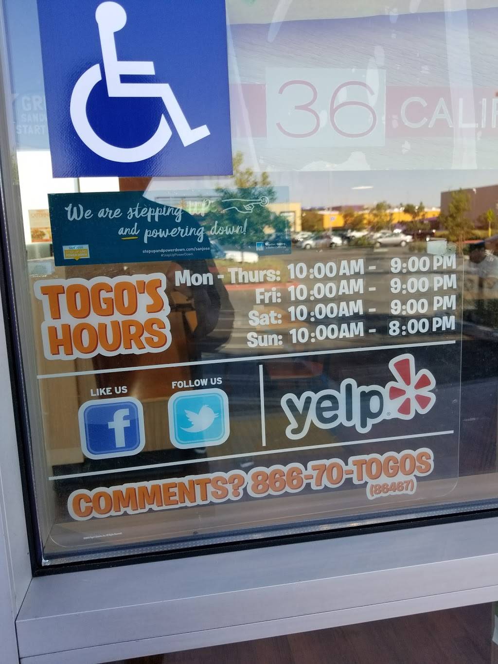 TOGOS Sandwiches | meal takeaway | 1430 Monterey Hwy, Suite 10 Sun Garden Shopping Center, San Jose, CA 95112, USA | 4082988646 OR +1 408-298-8646