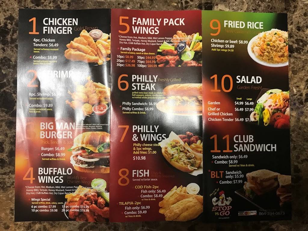 Stop N Go Wings & Deli | restaurant | 1631 Woodruff Rd, Greenville, SC 29607, USA | 8642340673 OR +1 864-234-0673