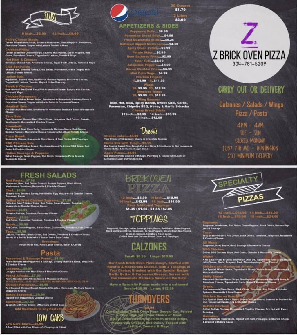 Z Brick Oven Pizza | restaurant | 1037 7th Ave, Huntington, WV 25701, USA | 3047815209 OR +1 304-781-5209