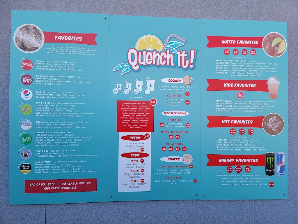 Quench It Soda | restaurant | 3663 Pioneer Pkwy, Santa Clara, UT 84765, USA | 4356353221 OR +1 435-635-3221