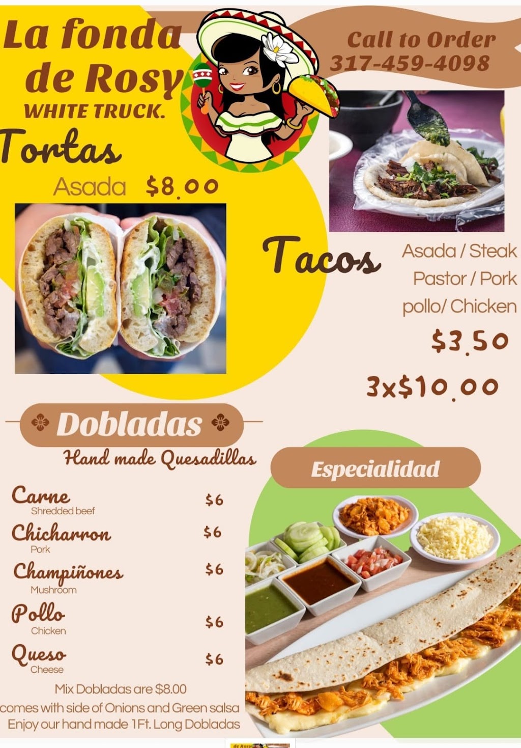 LA FONDA DE ROSY Food Truck | restaurant | 7940 Michigan Rd, Indianapolis, IN 46268, USA | 3174594098 OR +1 317-459-4098