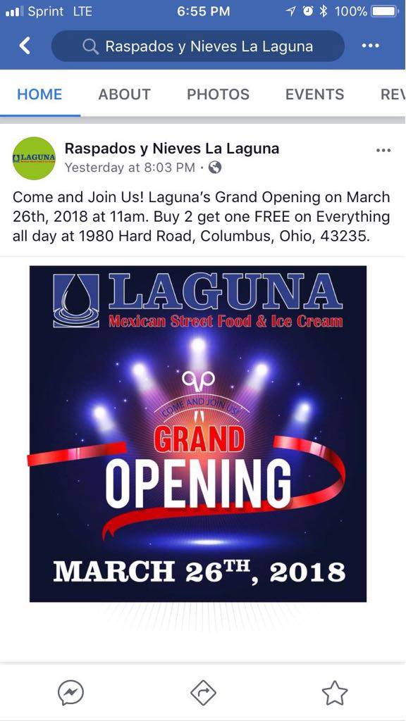 Nieves Y Raspados La Laguna | restaurant | 1980 Hard Rd, Columbus, OH 43235, USA | 6146597475 OR +1 614-659-7475