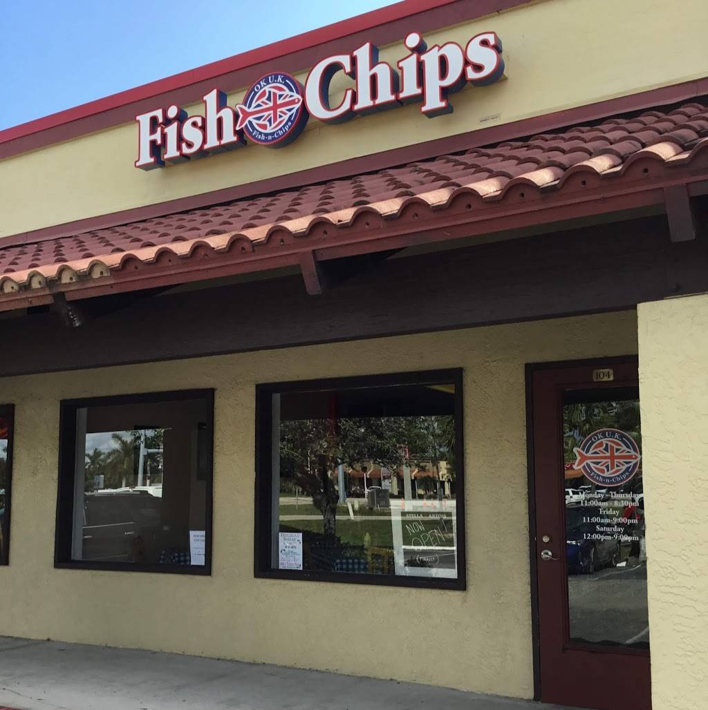 OK UK Fish-n-Chips | restaurant | 15200 S Tamiami Trail #104, Fort Myers, FL 33908, USA | 2392886124 OR +1 239-288-6124