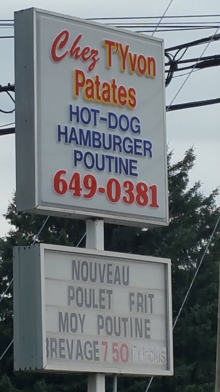 Restaurant Chez T-Yvon Patates | restaurant | 596 Rue Principale, Saint-Amable, QC J0L 1N0, Canada | 4506490381 OR +1 450-649-0381