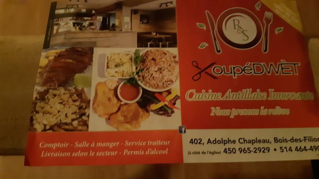 Koupédwèt ( Cuisine Antillaise Innovante) | restaurant | 402 Boulevard Adolphe-Chapleau, Bois-des-Filion, QC J6Z 1H7, Canada | 4509652929 OR +1 450-965-2929