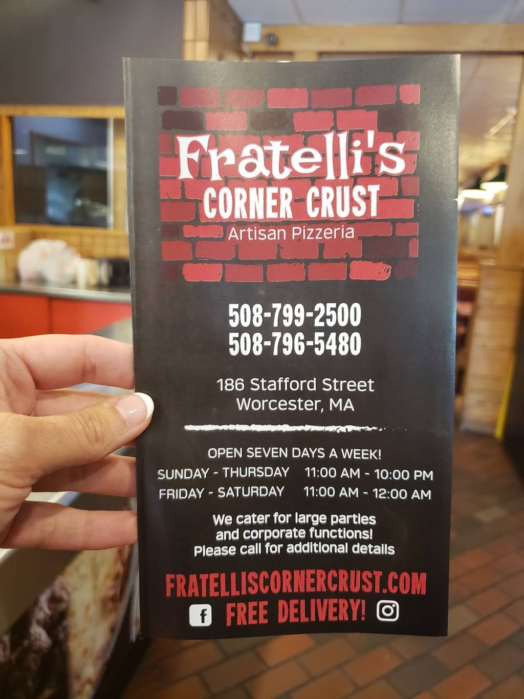 Fratellis Corner Crust | restaurant | 377 John Fitch Hwy, Fitchburg, MA 01420, USA | 5087992500 OR +1 508-799-2500