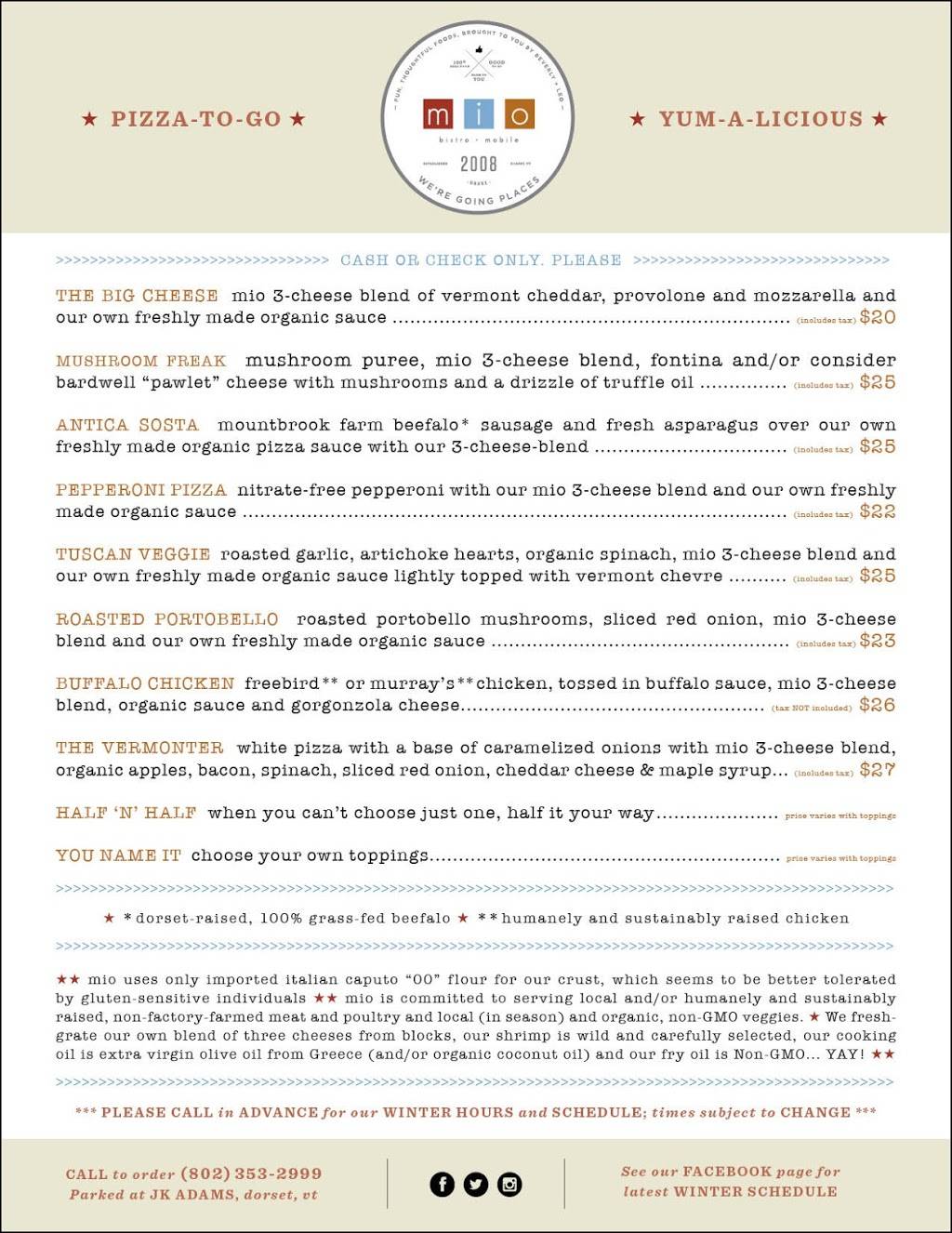 Mio Bistro Mobile | meal takeaway | JK Adams, 1430 Rte 30, Dorset, VT 05251, USA | 8023532999 OR +1 802-353-2999