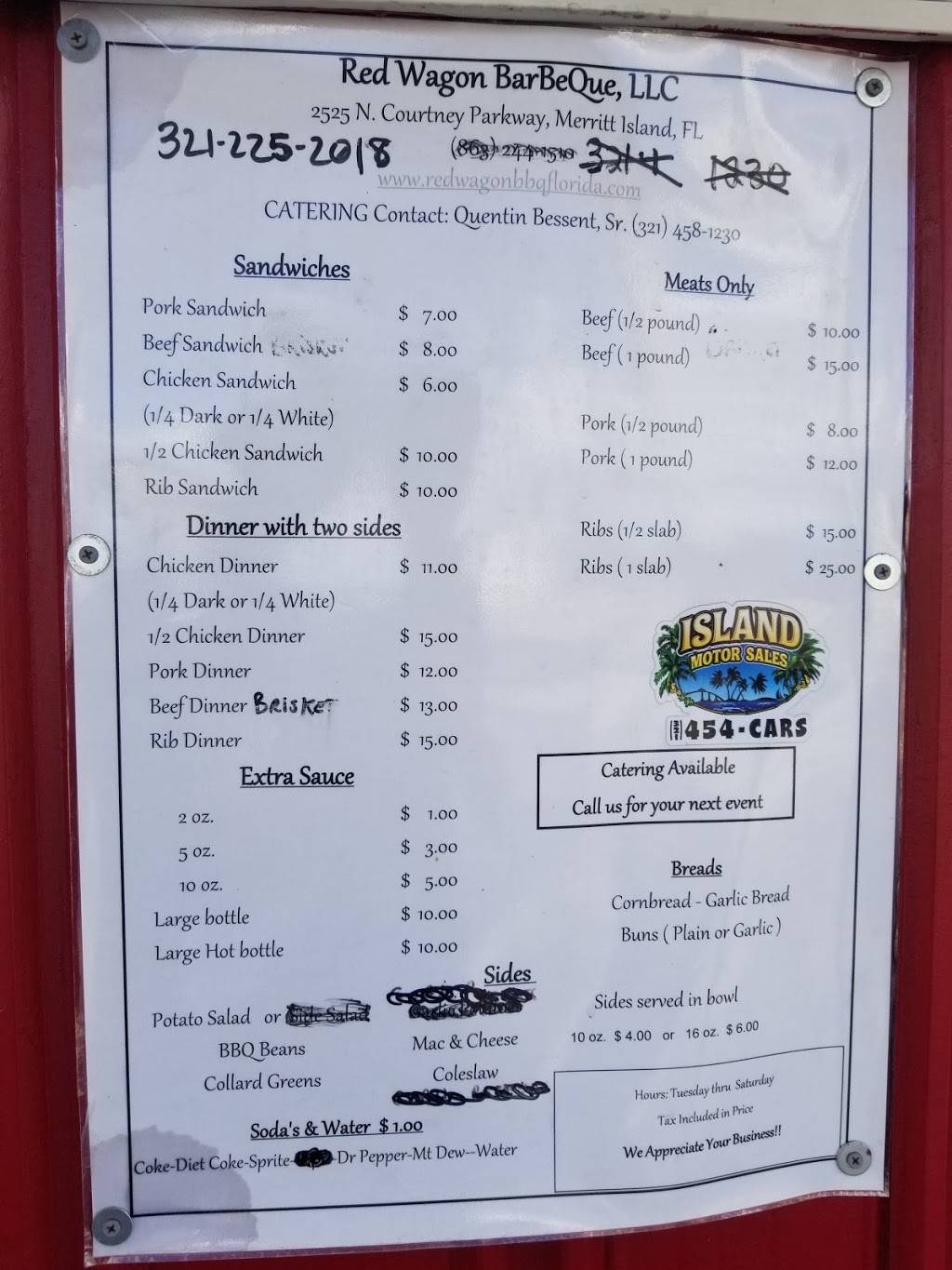 Red Wagon BBQ Shack | restaurant | 2525 N Courtenay Pkwy, Merritt Island, FL 32953, USA | 3212252018 OR +1 321-225-2018