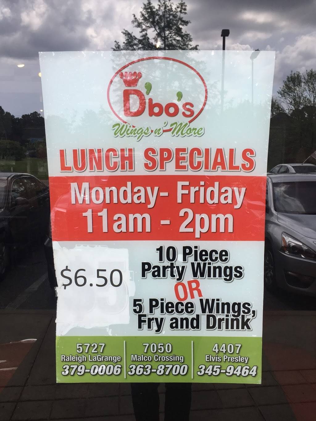 DBos Buffalo Wings-N-Things | restaurant | 7050 Malco Crossing #106, Memphis, TN 38125, USA | 9013638700 OR +1 901-363-8700