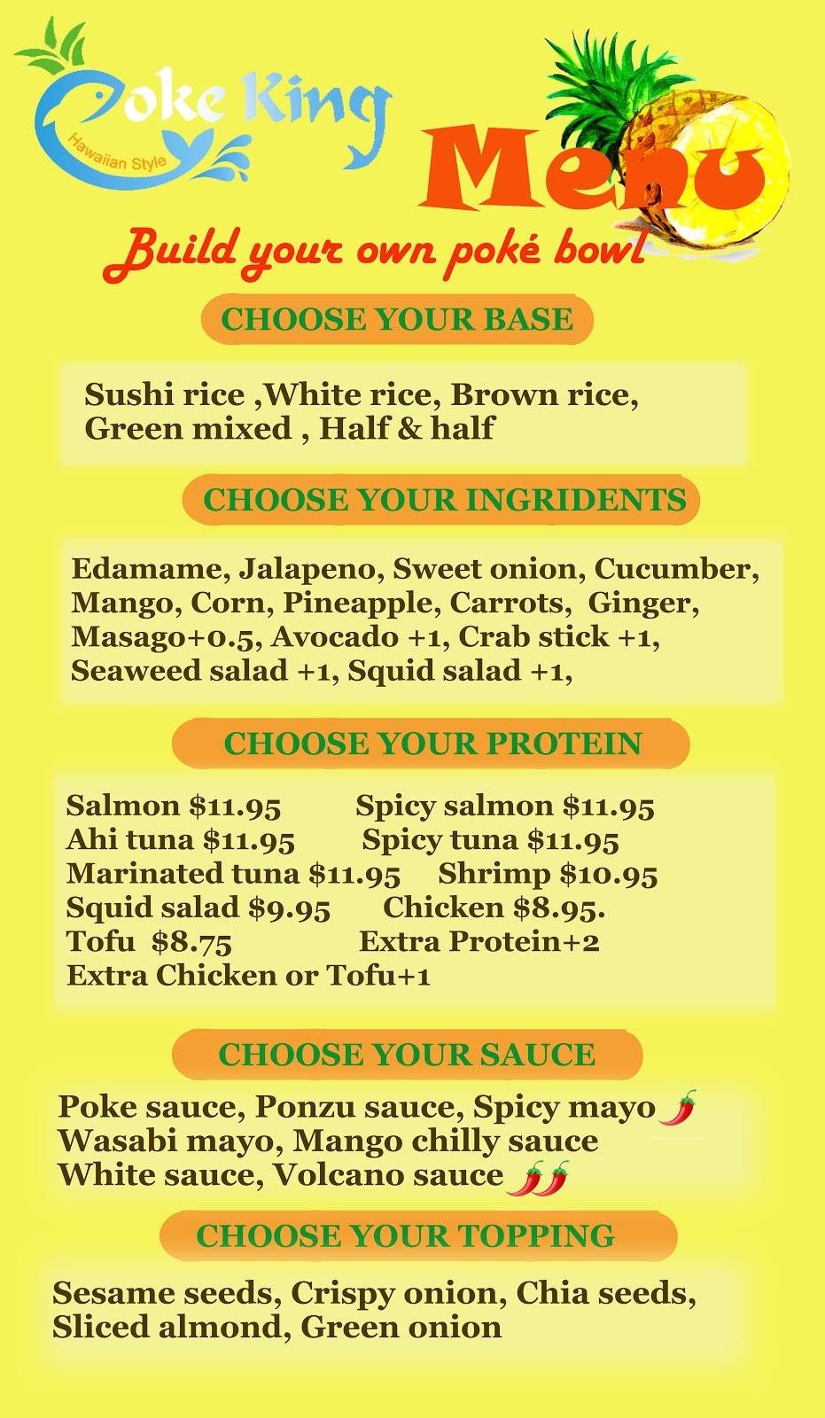 Poke King | restaurant | 226 Calhoun St, Charleston, SC 29401, USA | 8435017938 OR +1 843-501-7938