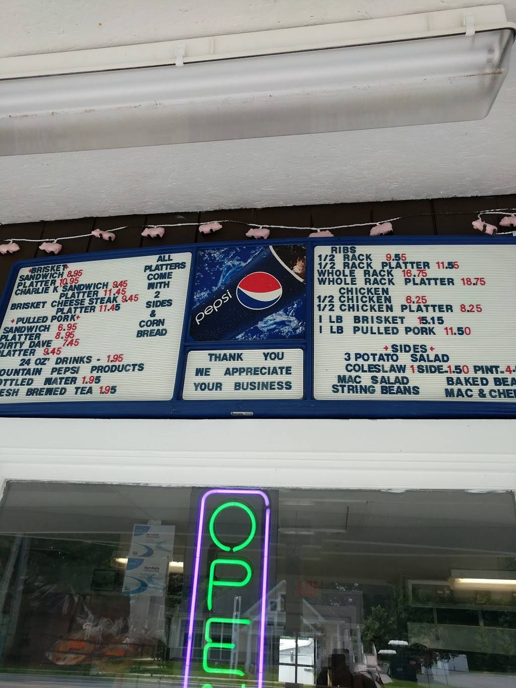 Charlie Ks BBQ | restaurant | 95 Atlantic Ave, Ocean View, DE 19970, USA | 3025392227 OR +1 302-539-2227