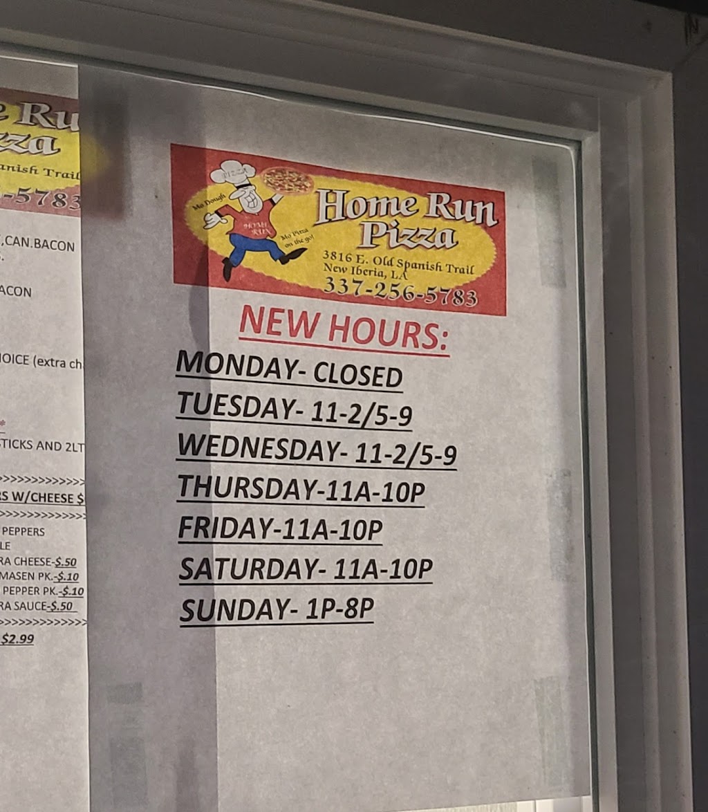 Home Run Pizza | meal takeaway | 3816 E Old Spanish Trail, New Iberia, LA 70560, USA | 3372565783 OR +1 337-256-5783