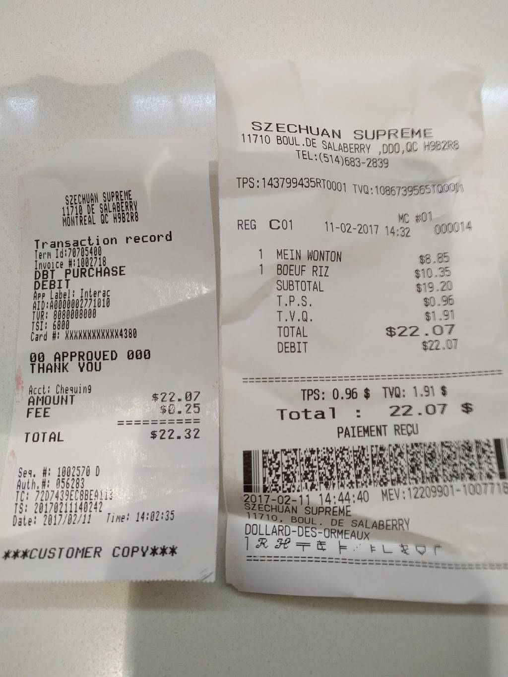 Szechuan Supreme Inc | restaurant | 11710 Boulevard de Salaberry, Dollard-des-Ormeaux, QC H9B 2R8, Canada | 5146832839 OR +1 514-683-2839