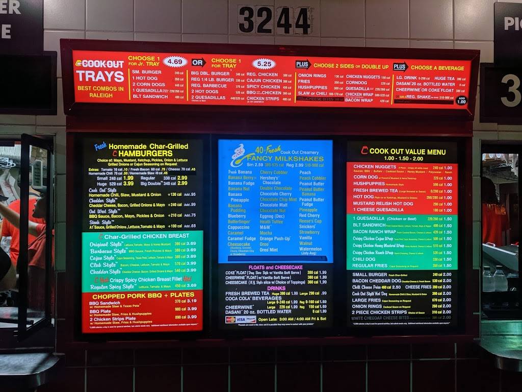 Cook Out | restaurant | 3244 Capital Blvd, Raleigh, NC 27604, USA | 9198628281 OR +1 919-862-8281