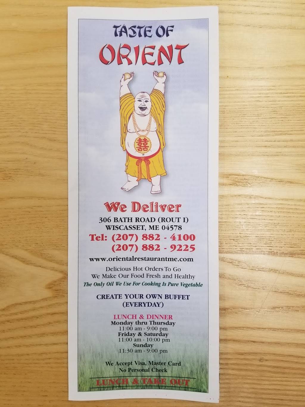 Taste of Orient | restaurant | 306 Bath Rd, Wiscasset, ME 04578, USA | 2078824100 OR +1 207-882-4100