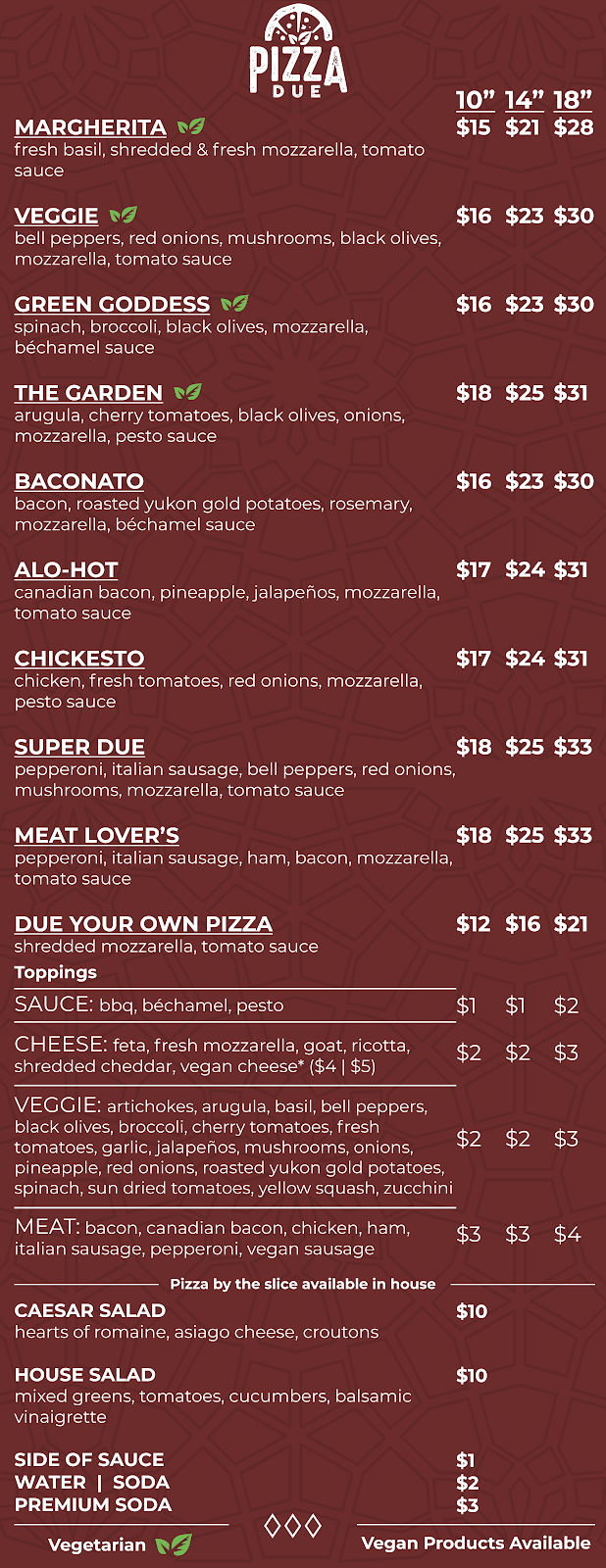 Pizza Due | restaurant | 489 Church St, San Francisco, CA 94114, USA | 4156587525 OR +1 415-658-7525