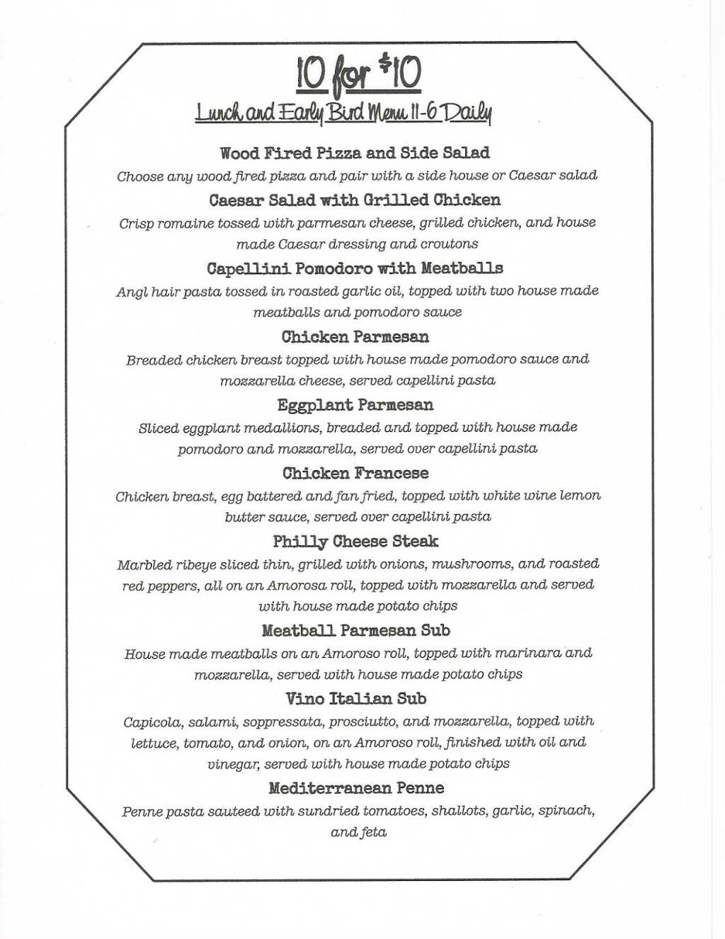 Vino Italian + Bistro | restaurant | 5200 Fairfield Shopping Centre, Virginia Beach, VA 23464, USA | 7574023600 OR +1 757-402-3600