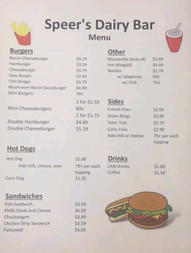 Speers Dairy Bar | restaurant | 20785 Seminary St, Hollow Rock, TN 38342, USA | 7312520500 OR +1 731-252-0500
