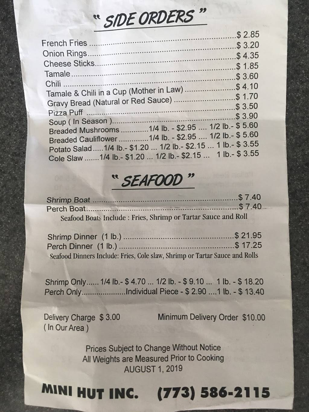 Mini Hut | restaurant | 6659 W Archer Ave, Chicago, IL 60638, USA | 7735862115 OR +1 773-586-2115