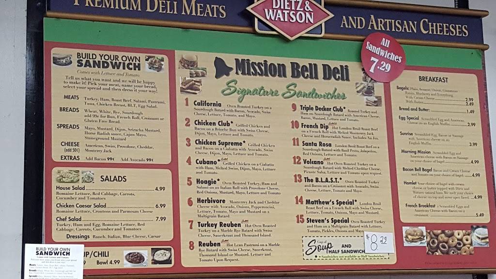Mission Bell Deli | restaurant | 3511 Camino del Rio S, San Diego, CA 92108, USA | 6192833995 OR +1 619-283-3995