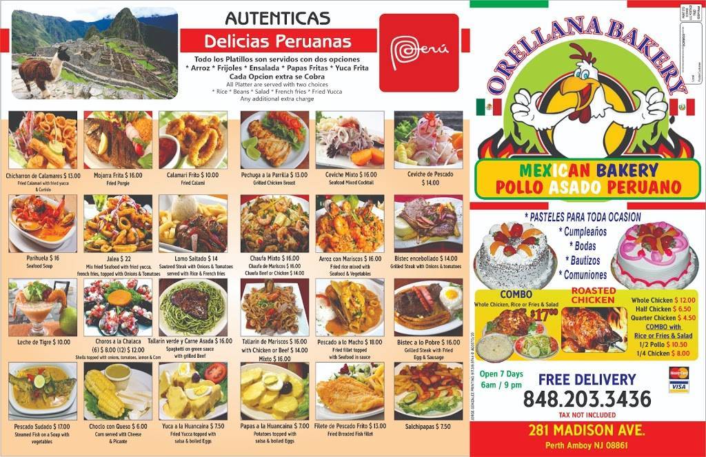 Orellana Bakery | restaurant | 281 Madison Ave, Perth Amboy, NJ 08861, USA | 8482033436 OR +1 848-203-3436