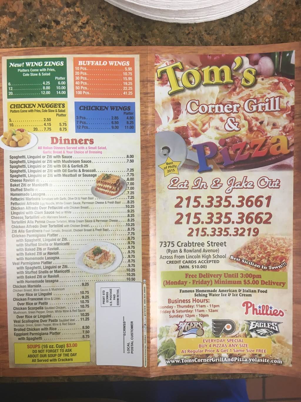 Toms Corner Grill | restaurant | 7375 Crabtree St, Philadelphia, PA 19136, USA | 2153353661 OR +1 215-335-3661