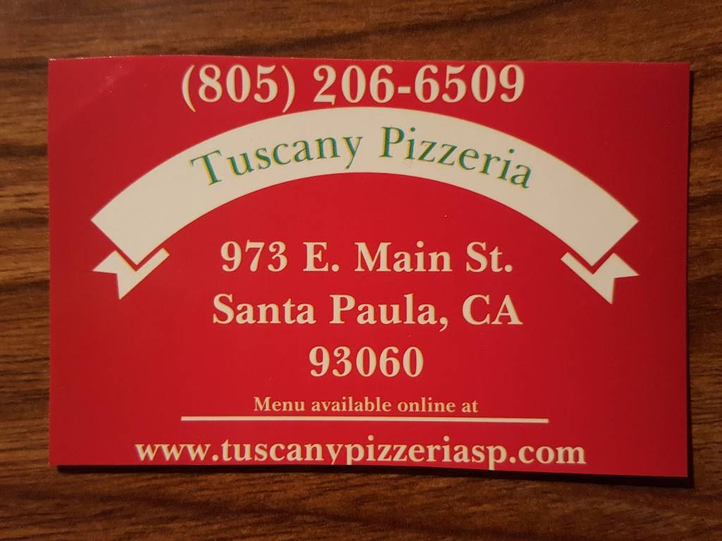 Tuscany Pizzeria & Deli | restaurant | 973 E Main St, Santa Paula, CA 93060, USA | 8052297279 OR +1 805-229-7279