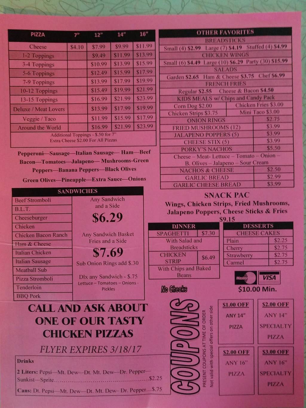 Porkys Pizza | restaurant | 2236 Shelby St, Indianapolis, IN 46203, USA | 3177869434 OR +1 317-786-9434