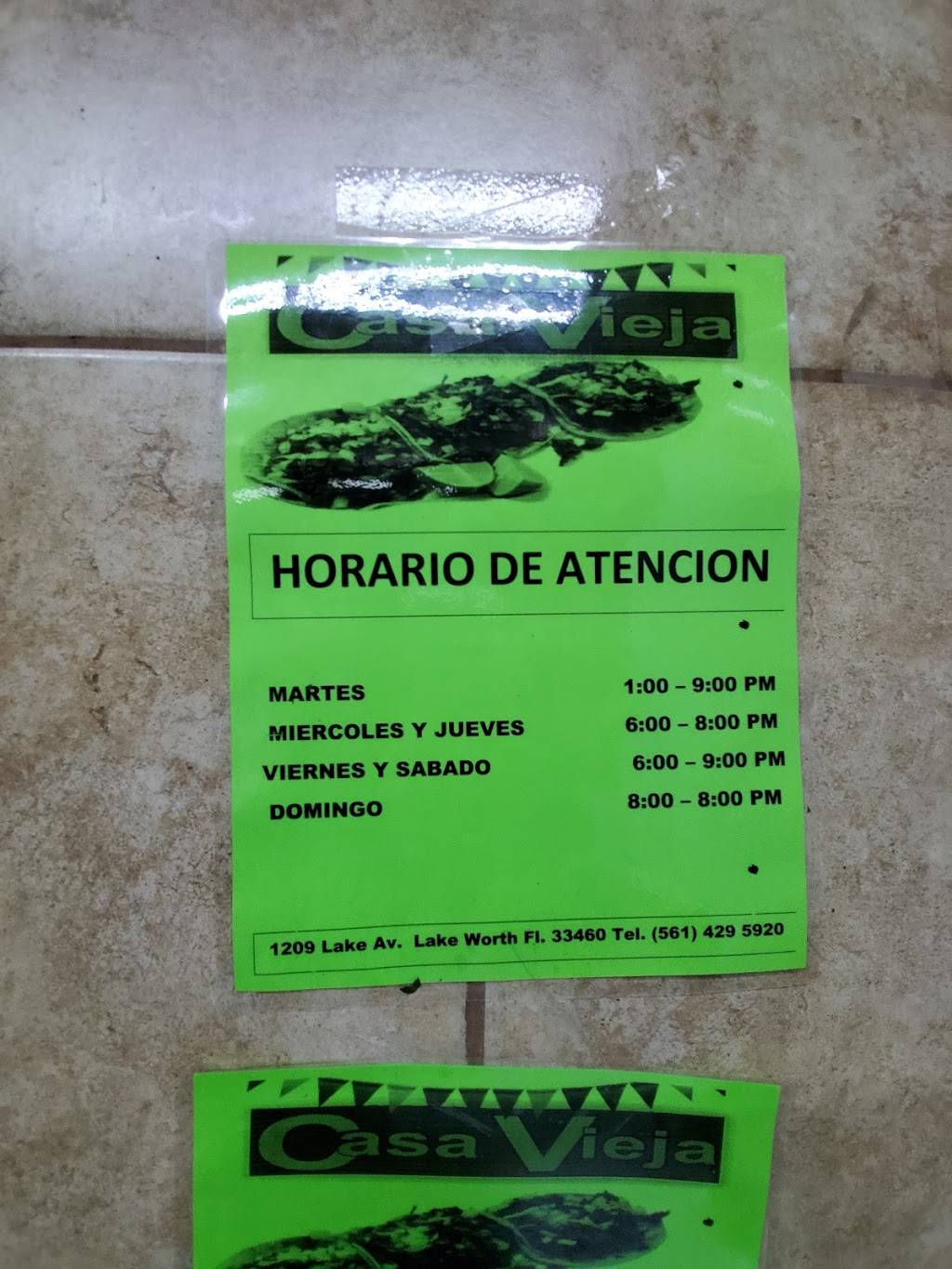 Casa Vieja Inc | restaurant | 1209 Lake Ave, Lake Worth, FL 33460, USA | 5614295920 OR +1 561-429-5920