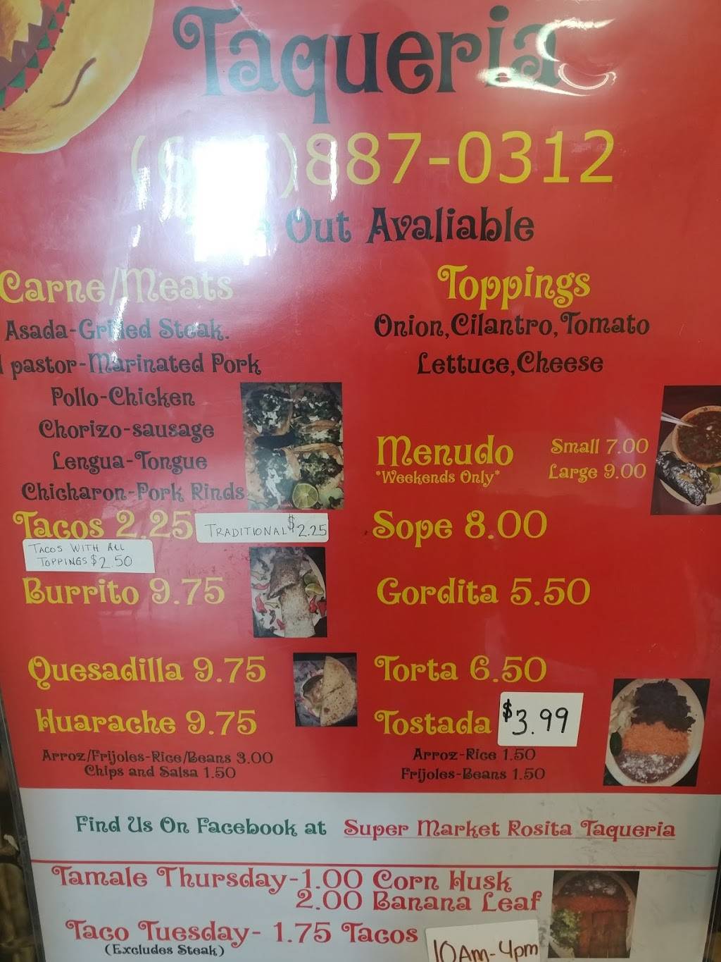 Rositas Taqueria | restaurant | 410 S State St, Sparta, MI 49345, USA | 6168870312 OR +1 616-887-0312